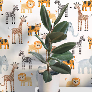 Papier Peint Motif aquarelle d'animaux de safari de bébé mignon