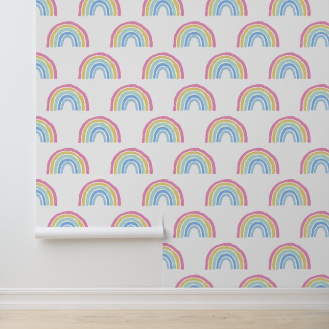 Papier Peint Motif arc-en-ciel Pastel (Application)