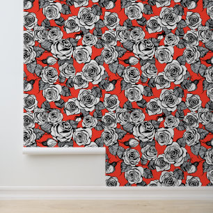 Papier Peint Motif blanc roses