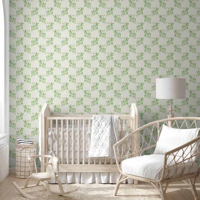 Papier Peint Motif botanique de Trellis vert frais (Enfants)