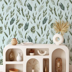 Papier Peint Motif Botanique Feuilles Vertes