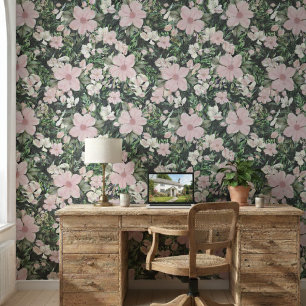 Papier Peint Motif botanique rose vintage