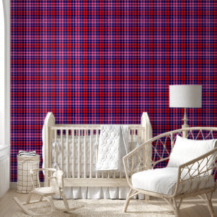 Papier Peint Motif carreaux tartan bleu marine rouge rose