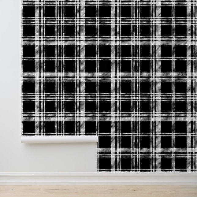 Papier Peint motif carrelé blanc noir cool (Application)