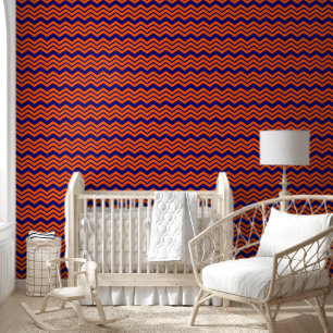 Papier Peint Motif chevron zigzag bleu orange
