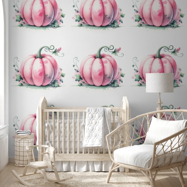 Papier peint Motif Citrouille rose (Enfants)