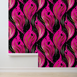 Papier Peint motif cool carrelé rose