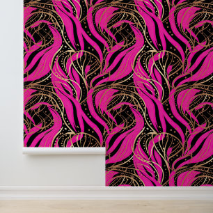 Papier Peint motif cool carrelé rose