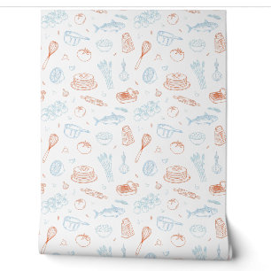 Papier peint motif culinaire de cuisine méditerran