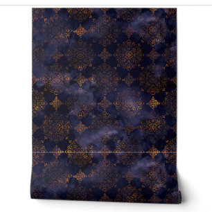 Papier Peint Motif d'aquarelle Patina Damask en cuivre