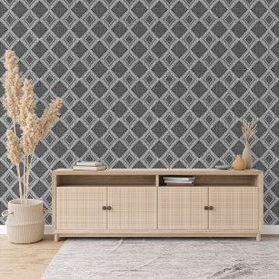 Papier Peint Motif d'art Carré noir gris clair moyen foncé