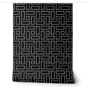 Papier Peint Motif de bloc linéaire noir et blanc - noir