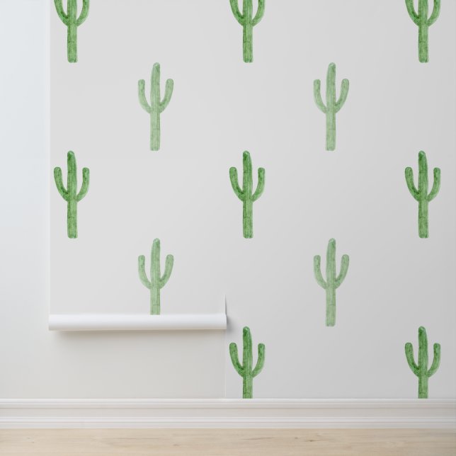 Papier Peint Motif de cactus aquarelle (Application)