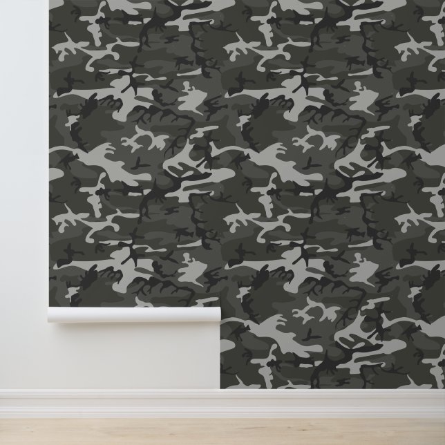 Papier Peint Motif de Camouflage gris, Motif militaire, Armée (Application)