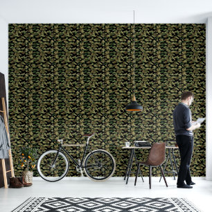 Papier Peint Motif de camouflage kaki forestier