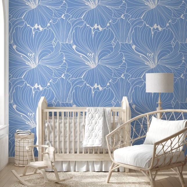 Papier Peint Motif de carreaux de carreaux bleu blanc (Enfants)