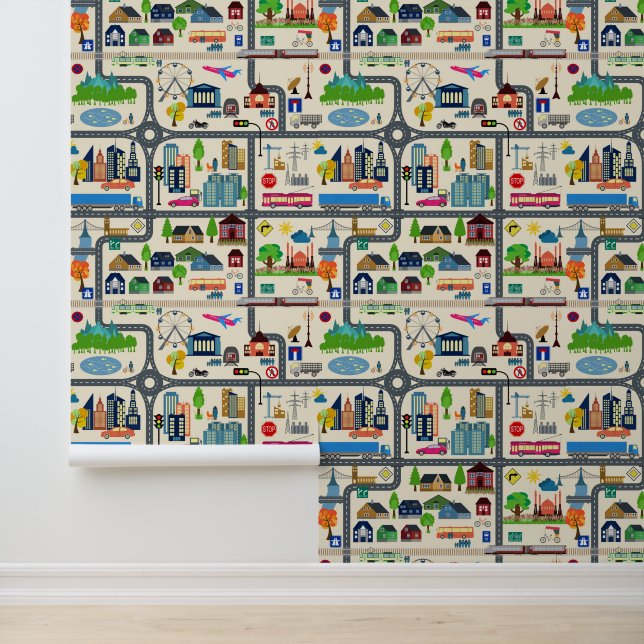 Papier Peint Motif de carte de ville (Application)