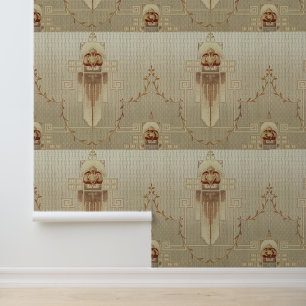 Papier Peint Motif de cartouches géométriques Art Nouveau sans