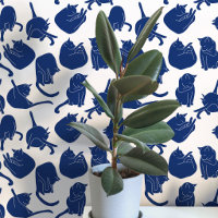 Motif de chat bleu et blanc