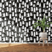 Motif de chat noir et blanc amusant