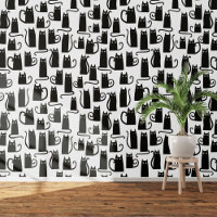 Motif de chat noir et blanc amusant