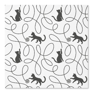 Papier Peint Motif de chat noir joueur et boule de fil