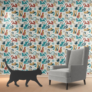 Papier Peint Motif de chats géométriques Abstrait