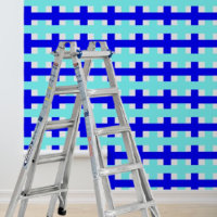 Motif de chèque blanc bleu géométrique Peel Stick