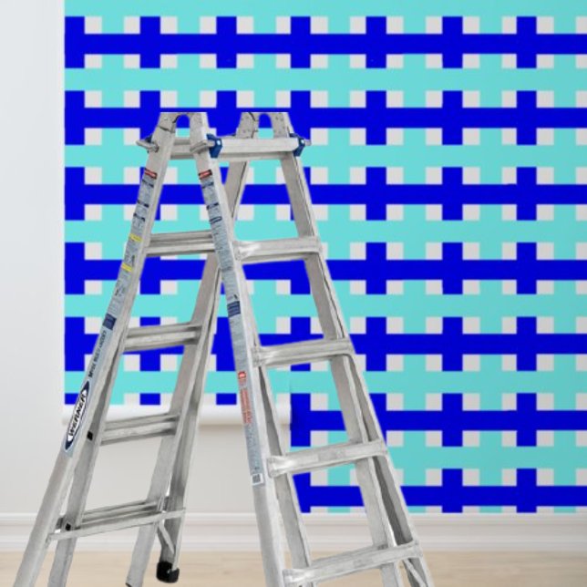 Papier Peint Motif de chèque blanc bleu géométrique Peel Stick (Peel Stick Geometric Blue White Check Pattern Wallpaper)
