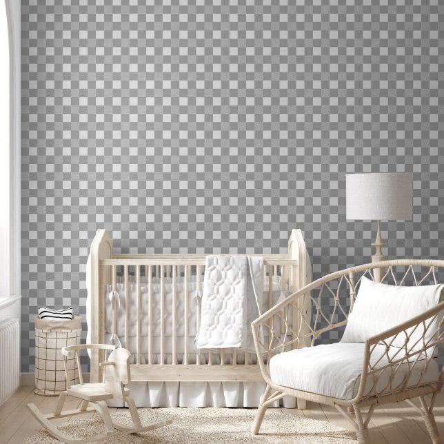 Papier Peint Motif de chèques blancs gris simples (Enfants)