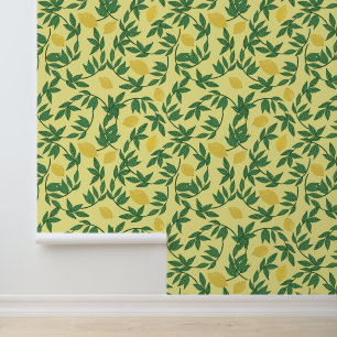 Papier Peint Motif de citrons jaunes et verts
