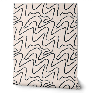 Papier Peint Motif de coup de pinceau minimaliste Japandi en cr