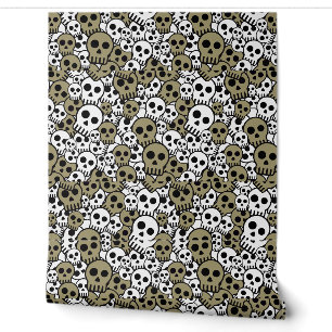 Papier Peint Motif de crâne gothique or Imprimer