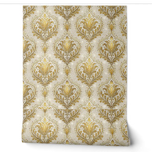 Papier Peint Motif de design floral à impression damassée or sc