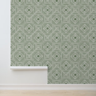 Papier Peint Motif de diamant géométrique moderne Sage