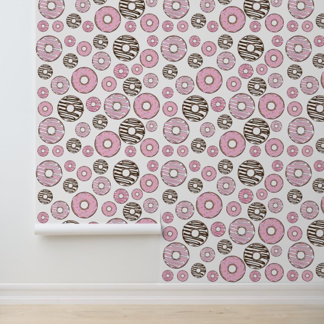 Papier Peint Motif De Donuts, Donuts Roses, Donuts Blancs (Application)