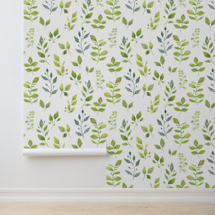 Papier Peint Motif de feuille simple minimaliste bio en vert et