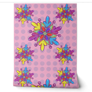 Papier Peint Motif de fleur de kaléidoscope abstrait coloré