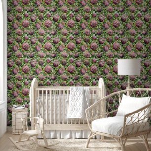 Papier Peint Motif de fleurs de thé rose et vert
