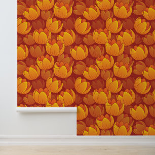 Papier Peint Motif de fleurs d'or