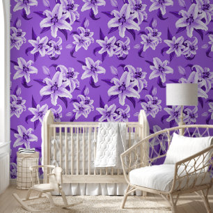 Papier Peint Motif de fleurs mignonnes violettes