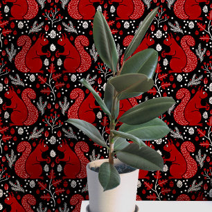Papier Peint Motif de forêt boisée de l'écureuil