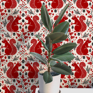 Papier Peint Motif de forêt boisée de l'écureuil