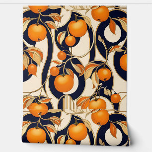 Papier Peint Motif de fruits persimmon Art déco