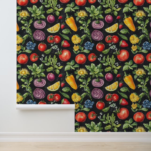 Papier peint motif de fruits rustiques pour décora (Application)