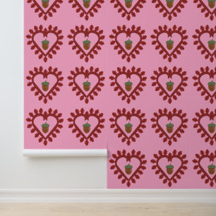 Papier Peint Motif de gland de cœur d'amour de la Saint-Valenti