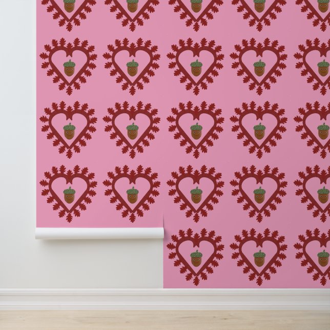 Papier Peint Motif de gland de cœur d'amour de la Saint-Valenti (Application)
