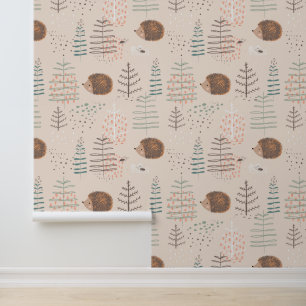 Papier Peint Motif de hérisson de bois mignon