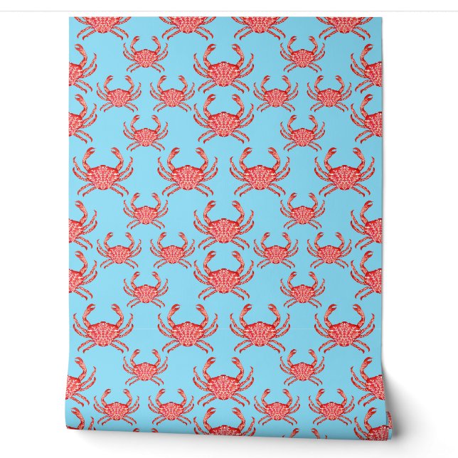 Papier Peint Motif de homard bleu marine (Déroulement)