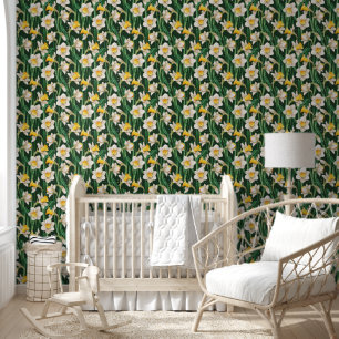 Papier Peint Motif de jonquilles blanches